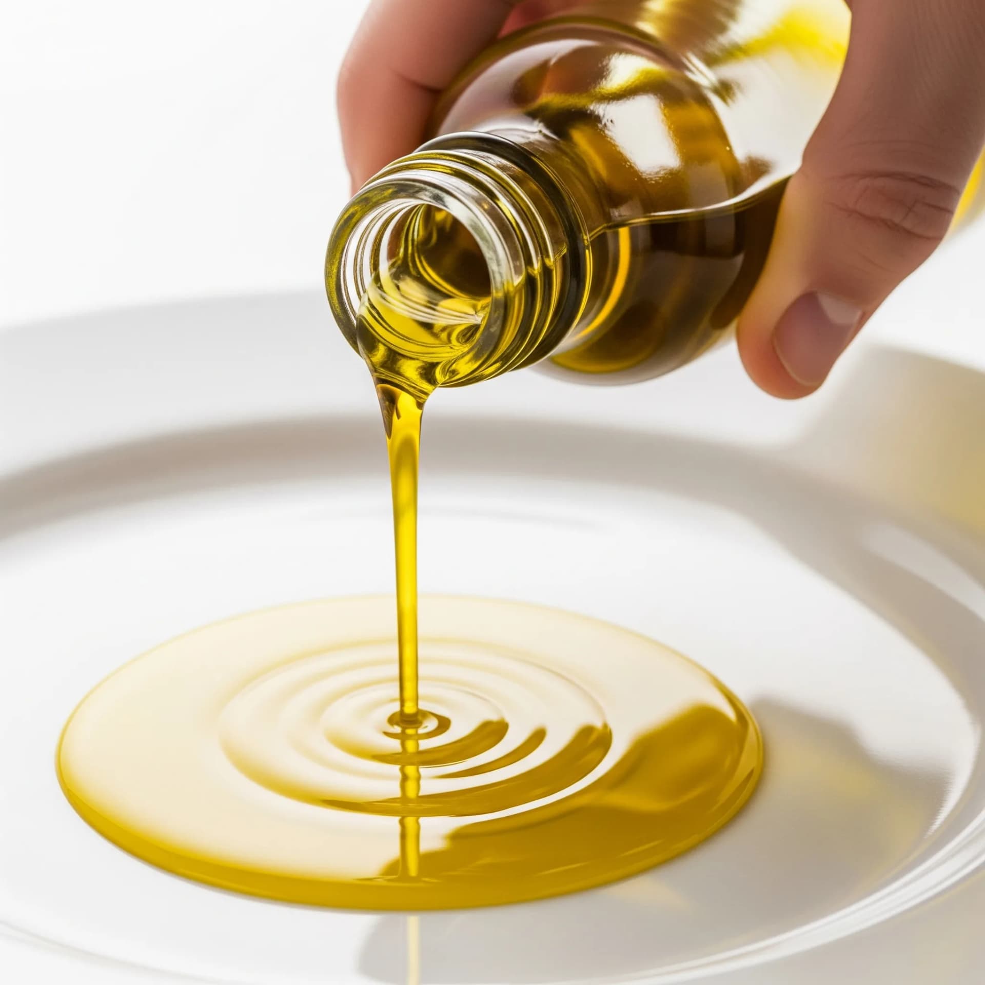 A imagem simboliza a Identificação de Azeites Saudáveis. O azeite, derramado sobre um prato, evoca a transparência e a excelência. A imagem reflete a utilização de análises espectroscópicas e quimiométricas para garantir a autenticidade e a saudabilidade do azeite, identificando possíveis fraudes e adulterações.